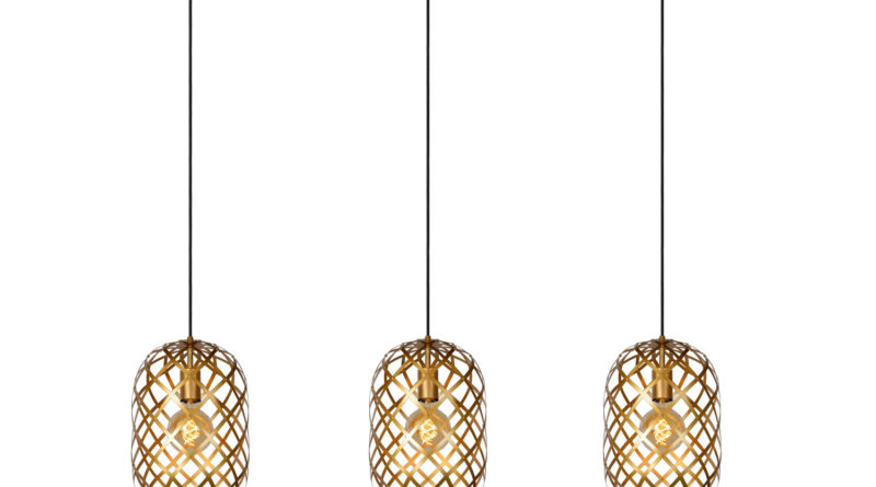 Foto Lucide WOLFRAM - Hanglamp - 3xE27 - Mat Goud / Messing