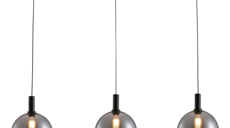 Foto Freelight Hanglamp Chandra 3 lichts rook glas L 120 cm zwart