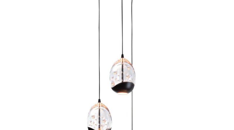 Foto Highlight Hanglamp Clear Egg 3 lichts 25 cm helder-zwart