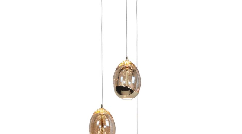 Foto Highlight Hanglamp Golden Egg 3 lichts 25 cm amber-zwart
