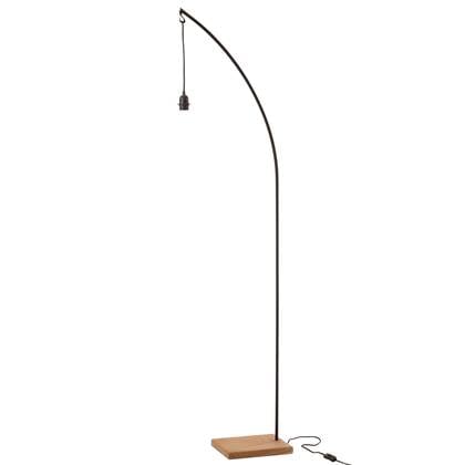 Foto J-Line Voet Lamp Ijzer|Teak Hout Zwart|Naturel