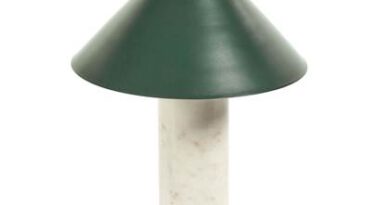 Foto Kave Home - Valentine tafellamp in wit marmer en metaal met groene