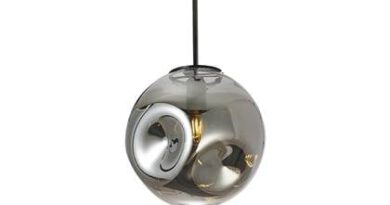 Foto Leitmotiv - Hanglamp Blown Glass - Rond Gun Metal - 30cm