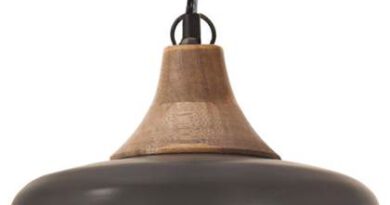 Foto vidaXL Hanglamp industrieel E27 26 cm ijzer en massief hout grijs