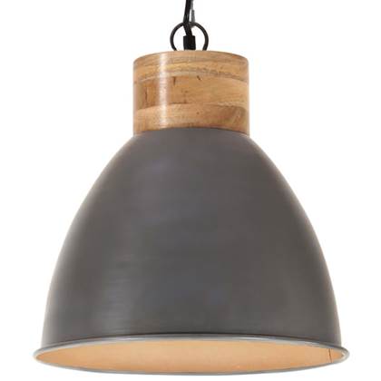 Foto vidaXL Hanglamp industrieel E27 46 cm ijzer en massief hout grijs