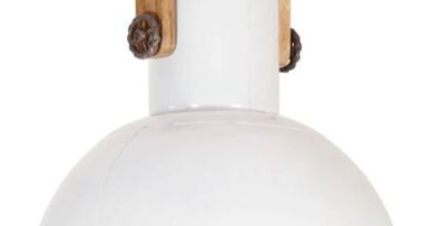 Foto vidaXL Hanglamp industrieel rond 25 W E27 42 cm mangohout wit