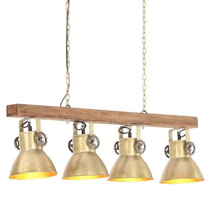 Foto vidaXL Plafondlamp industrieel E27 mangohout messingkleurig