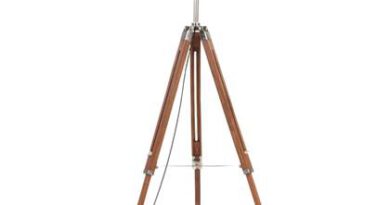 Foto vidaXL Vloerlamp driepoot 141 cm massief teakhout honingbruin en zwart
