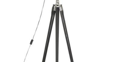 Foto vidaXL Vloerlamp driepoot 97 cm massief mangohout zwart